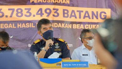 Bea Cukai Batam Musnahkan 66,78 Juta Batam Rokok Ilegal